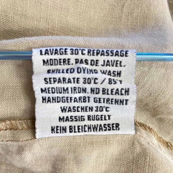 Rivieres de Lune 3/4 Sleeve Open Cuff 100% Linen Midi Dress Light Beige - Picture 10 of 10